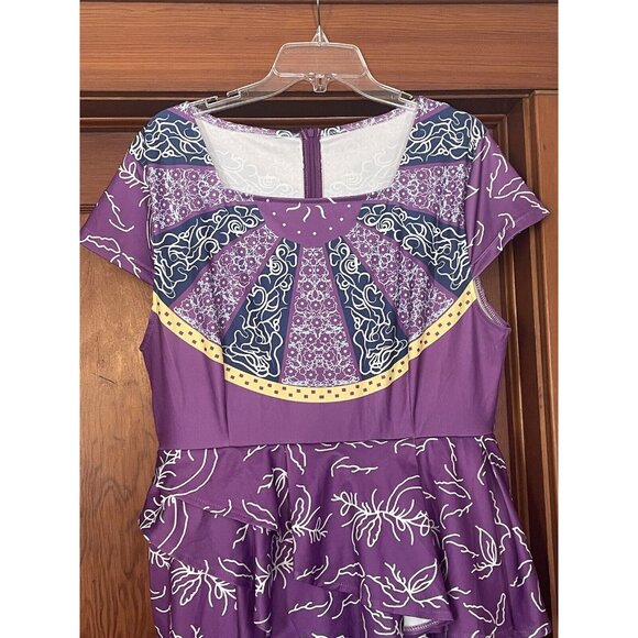 African Mermaid Dress Cap Sleeve Square Neck Floor Length Geometric Womens 2XL - Picture 4 of 12